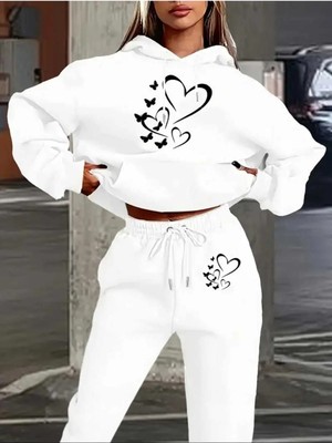 Divin Kadın Baskılı I Oversize Sweatahırt -Eşofman Altı 2li Takım