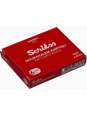 Braventa Collection Scrikss Kartuş Dolma Kalem Kartuşu 6'lı Paket Kırmızı