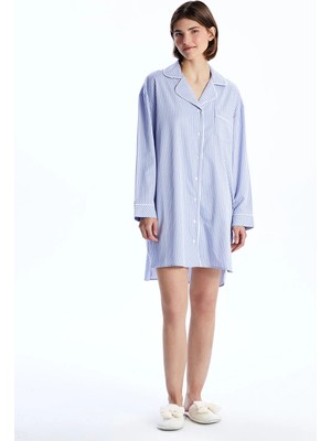 Lc Waikiki Yeni Sezon Gömlek Yaka Çizgili Kadın Gecelik