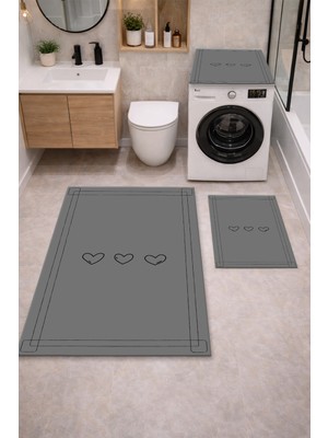Get Carpet 3’lü Banyo Paspas Takımı – Banyo Paspas Takımı Ve Çamaşır Makine Örtüsü Matı Dijital Baskılı, Yıkanabilir, Klozet ve Makine Önü Set