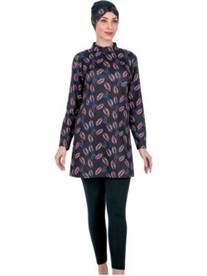 Fm Fantasy 3310 Bayan Yaprak  Desenli Tesettür Mayo