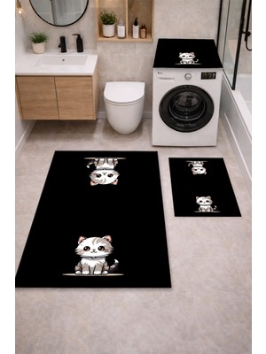 Get Carpet 3’lü Banyo Paspas Takımı – Banyo Paspas Takımı Ve Çamaşır Makine Örtüsü Matı Dijital Baskılı, Yıkanabilir, Klozet ve Makine Önü Set