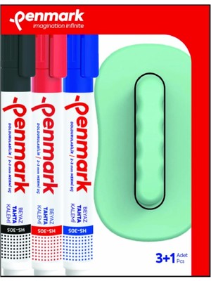 Braventa Collection Beyaz Tahta Kalemi 3'lü Set ve Silgi