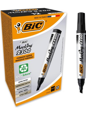 Braventa Collection Intensity Marker 2300 Kesik Uçlu Permanent Markör Siyah 12'li , 3,7 mm ile 5,5 mm Kalın Uç, Kapağı 1