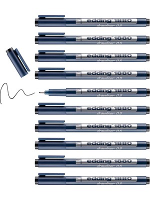 Braventa Collection Edding 1880 Teknik Çizim Kalemi - Siyah - 10 Kalem - 0,5 mm Çizgi Genişliği