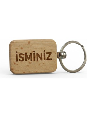 Kişiye Özel Mini Dikgörtgen Ahşap Anahtarlık – Isim Yazılı Lazer Gravür Anahtarlık – Özel Tasarım Kişisel Hediye
