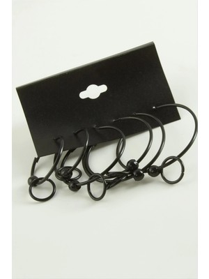 LTG Nova Noktalı Iç Içe Metal Halka Küpe 6 Adet