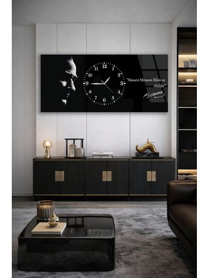 Olinpa Kırılmaz Cam Duvar Saati , Hem Tablo Hem Saat Kemal Atatürk Temalı Ev Ofis Hediyesi