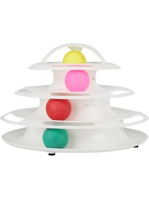 Braventa Collection Tower Of Tracks 4 Katlı Yuvarlak Kedi Oyuncağı 24 x 13 cm Beyaz