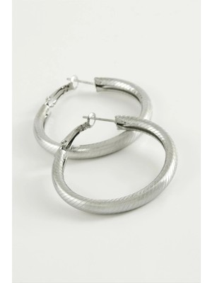 LTG Nova Çizgili Boru Halka Küpe 3,5 cm