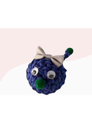 Braventa Collection Çıngıraklı Örme Kedi Oyuncağı 9cm Mavi