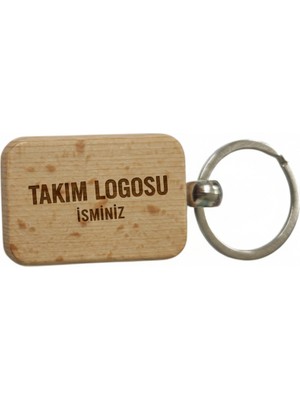Kişiye Özel Mini Dikgörtgen Ahşap Anahtarlık – Takım Logosu ve Isim Yazılı Lazer Gravür Anahtarlık – Taraftara Özel Tasarım Hediye