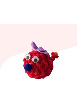 Braventa Collection Çıngıraklı Örme Kedi Oyuncağı 9cm Kırmızı