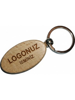 Kişiye Özel Oval Ahşap Anahtarlık – Logonuz ve Isminiz Yazılı Lazer Gravür Anahtarlık – Özel Tasarım Promosyon & Hediye