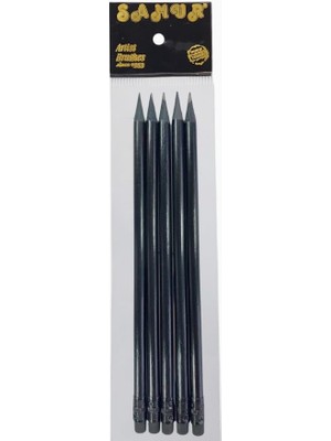 Braventa Collection Samur Siyah Lata Yuvarlak Silgili Kurşun Kalem Seti, 5 Adet