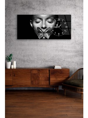 Olinpa Kırılmaz Cam Duvar Saati , Hem Tablo Hem Saat Kadın Temalı  Ev Ofis Hediyesi