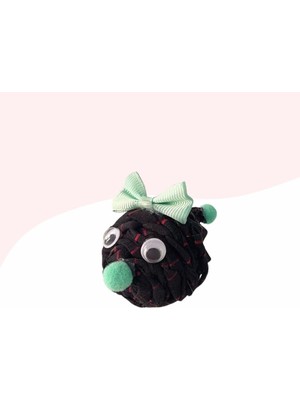 Braventa Collection Çıngıraklı Örme Kedi Oyuncağı 9cm Siyah Desenli