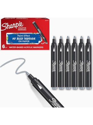 Braventa Collection Sharpıe Akrilik Markör, Yuvarlak Uç, Açık Gri