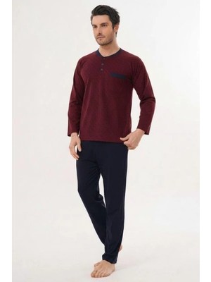 Markalinda 3136 Bordo Büyük Beden Erkek Pijama Takımı