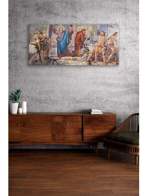 Olinpa Kırılmaz Cam Duvar Saati , Hem Tablo Hem Saat Klasik Rönesans Sanatı  Ev Ofis Hediyesi