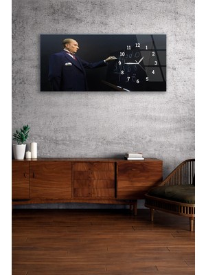 Olinpa Kırılmaz Cam Duvar Saati , Hem Tablo Hem Saat Baş Öğretmen Atatürk Öğretmenler Günü Ev Ofis Hediyesi