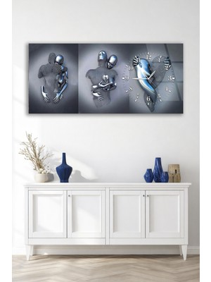 Olinpa Kırılmaz Cam Duvar Saati , Hem Tablo Hem Saat Aşk Temalı Ev Ofis Hediyesi