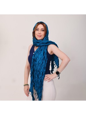 Mystic Shawl Lüks Saten Ipek Krinkle Şal (68 X190 Cm)