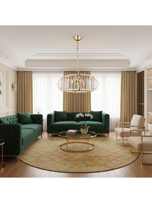 Elizim Home Lighting Kristal Taşlı 3'lü Gold Avize
