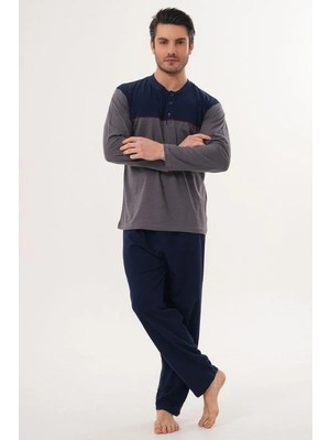 Markalinda 3122 Gri Büyük Beden %100 Pamuk Erkek Pijama Takımı