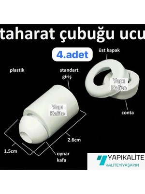 4 Adet Taharat Çubuğu Ucu Plastik Beyaz Taharet Borusu Ucu Perletörü Aparatı