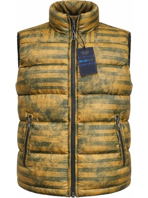 Onudabunuda Hardal Sarısı Erkek Şişme Yelek Dik Yaka Fermuarlı Cepli Hafif Dolgulu Günlük Kullanım