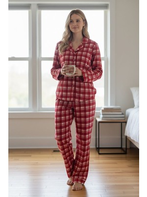 North Stand Kadın Düğmeli Süet Pijama Takımı