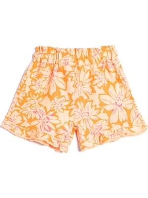 Braventa Collection Şort Keten Karışımlı Çiçekli Beli Lastikli