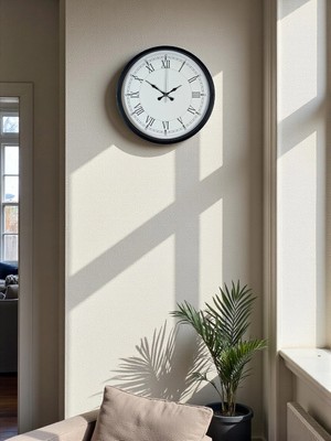 İsmiyle Al Mey Ithalat® 36 cm Siyah Asil Roma Rakamlı Duvar Saati