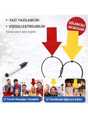 İsmiyle Al Mey Ithalat® Kişiselleştirilebilir Ok Işaretli Mesaj Tacı (2’li Set Sarı-Kırmızı)