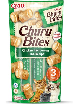 Braventa Collection Inaba Churu Isırıkları - El Besleme Için Kedi Tedavileri - Kremsi Dolgulu Çıtır Torbalar - Ton Balığ