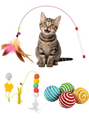 Braventa Collection Kyrotech Interaktif Kedi Oyuncağı Seti, Peluş Oyuncak, Kedi Oyun Oltası, Avlanma Geliştirici, Ip Sar