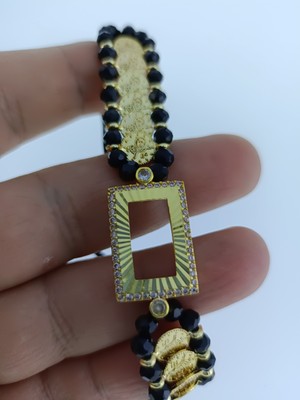 Elisi Takı Story Gram Altın Takmak Için Altın Kaplama Bileklik Siyah Boncuklu Liralı Bileklik Her Bedene Uyum Sağlar