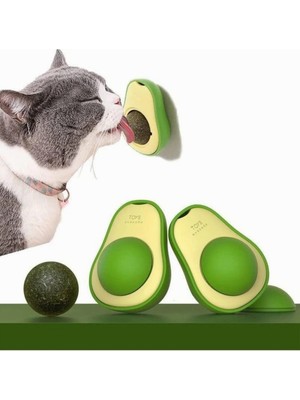 Braventa Collection Avokado Şeklinde Yeşil Kedi Çimi Topu Oyuncağı Nanesi Otu Topu Oyuncağı Yapışkanlı Catnip Mint Yeşil