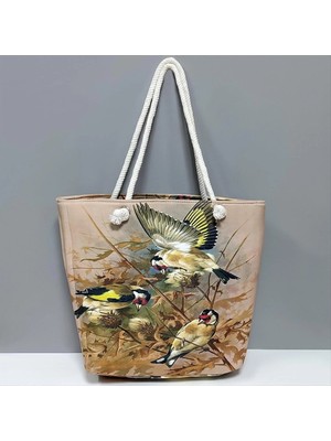 Kuş Desenli Plaj Çantası