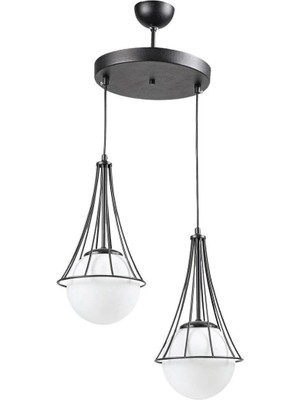 Elizim Home Lighting Lilyum 2'li Beyaz Cam'lı Sarkıt Avize