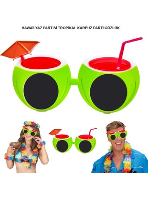 Evvano Karpuz Şekilli Tropikal Hawaii Yaza Merhaba Parti Gözlüğü