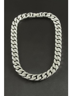 Bijuteri Net Chain Düz Zirkon Taşlı Lüks Çelik Kolye