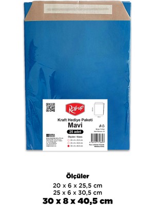 Roll-Up Kraft Hediye Paketi Mavi 30X8X40,5X4,5 25LI