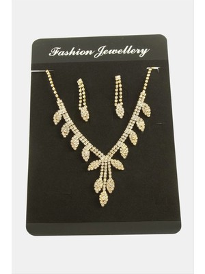 Bijuteri Net Yaprak Lüks Suyolu Set Kolye