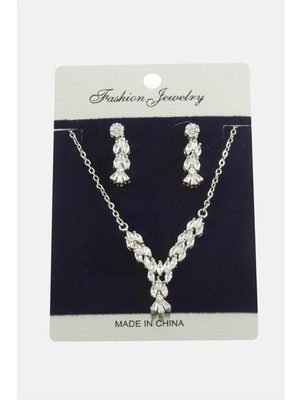 Bijuteri Net Oval Zirkon Taşlı Set Kolye