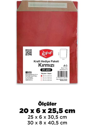 Roll-Up Kraft Hediye Paketi Kırmızı 20X6X25,5X4,5 25LI