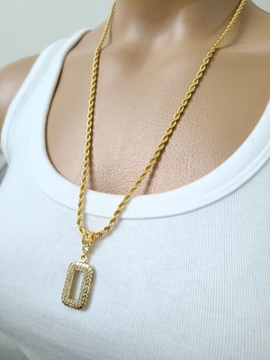 Gram Altın Takmak Içinaltın Kaplama Gram Çerçeveli Kolye Altın Kaplama Halat Zincirli Kolye 60 cm