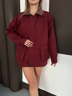 Zengezur Mall Snmswrld Astarlı Yaka Detaylı Artos Ceket Bordo ST2651019 (Beden: Xl)
