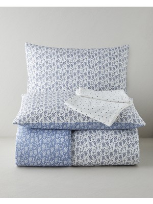 English Home Fragile Ivy Kolay Ütülenir Çift Kişilik Nevresim Takımı 200X220 cm Lacivert